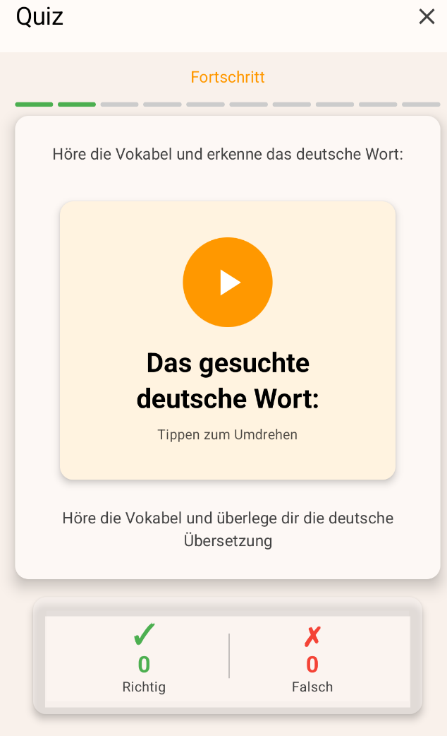 Vokabix Lernfortschritt Übersicht mit Tagesziel