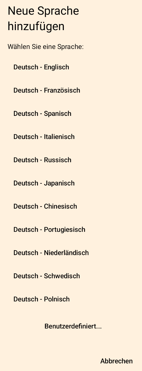 Ansicht mit Ordnern und Organisation von Vokabeln